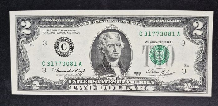 1976 Series 2 Dollar Bill Unc Jefferson Note (81a)