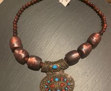 Chunky bronze pearl and bead necklace