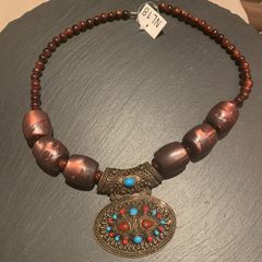 Chunky bronze pearl and bead necklace