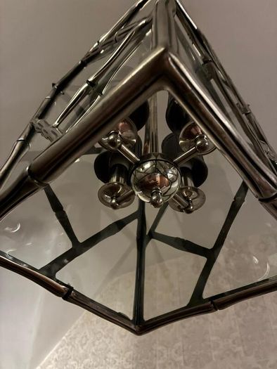 Large Antique Silver bamboo ceiling light