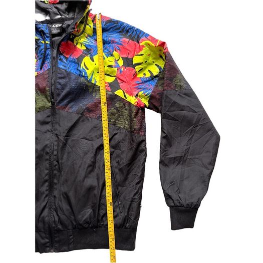 Truly Vintage CSG Tropical Floral Windbreaker Jacket Y2K Festival Streetwear XL