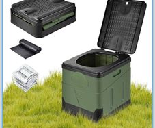 Portable Toilet for Adults, Camping Toilet Max 150KG Compost Toilet with Curing Agent, Potty Loo for Pool Party Camping Fishing Caravan Picnic & Festivals