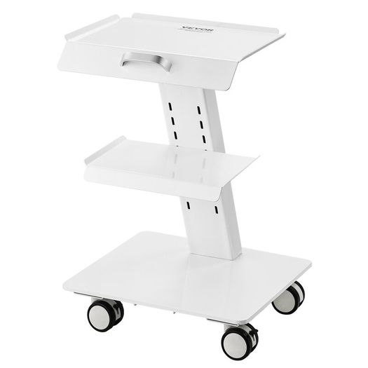 Laboratory Cart, 3-Layer Laboratory Cart with Wheels, Mobile Metal Cart with Swivel Castors, Serving Cart Clinic Cart with Tray and 100 kg Load Capacity, for Laboratory, Clinic, Beauty Salon