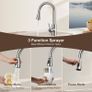 Kitchen Tap with Pull Out Spray, Swivel Kitchen Sink Mixer Tap Brushed Nickel with Pull Down Sprayer 3 Modes, Single Lever High Arch Stainless Steel Bar Faucet 1 Hole Image 3