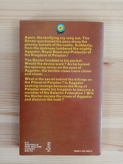 Doctor Who And The Curse Of Peladon (1974) - Vintage Science Fiction Paperback Book - Vintage Doctor Who Book