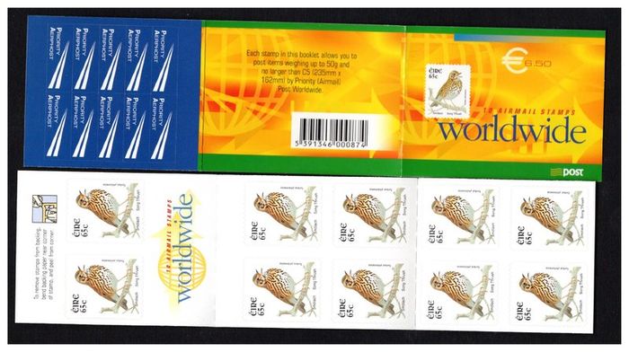 2004 Ireland Song Thrush Definitive Stamp Booklet Mint Never Hinged (MNH). Hibernian HB118