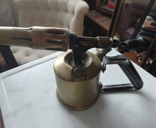 Antique French brass metal burner blow lamp