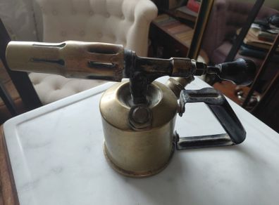 Antique French brass metal burner blow lamp