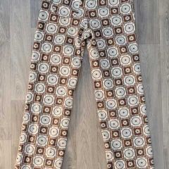 Floral Straight Leg Psychedelic Mom Jeans brown and white