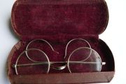 Antique wire rimmed glasses, Ben Franklin style, 1800s,With Original Case