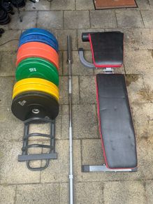 Barbell ,bench press and plates