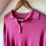 Castle of Ireland Pink Fine Knit Polo Sweater Jumper Size UK14 Image 3