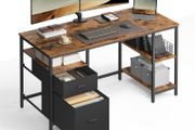 Computer Desk Office Desk  with 3 Shelves 2 Drawers 140 x 60 x 76 cm