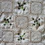 Vintage round table cover cloth Irish Linen with Shamrock stiches 1.4 m craft  hand made Image 2
