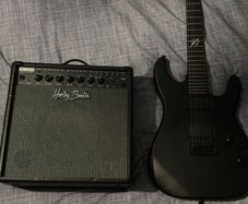 Electric guitar with amp and bag