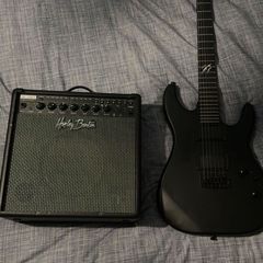 Electric guitar with amp and bag