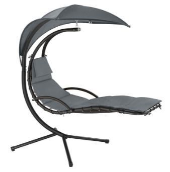 Indoor & Outdoor Hanging Lounger with Frame, Floating Lounger with Parasol