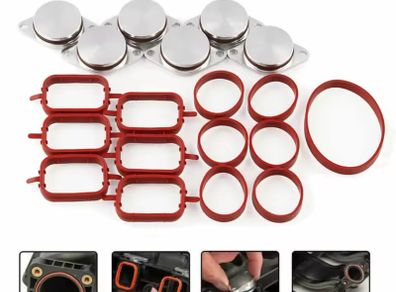 6PCS 33MM Aluminum Diesel Swirl Flap Blank Repair Delete Removal Kits For BMW E39 E46 E53 E60 x5 3L engine