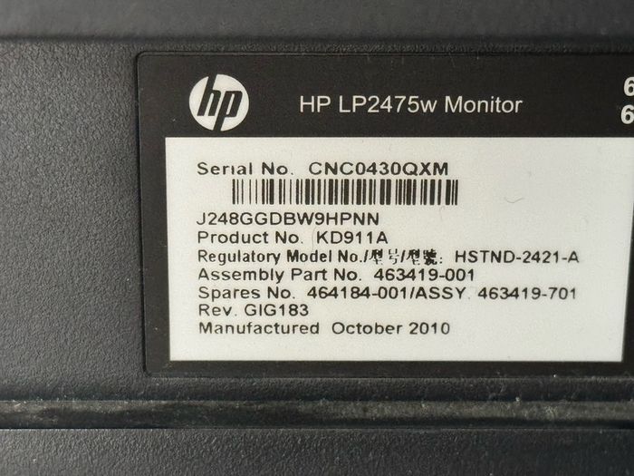 HP LP2475w 24" Professional WUXGA 1920x1200 S-IPS Monitor