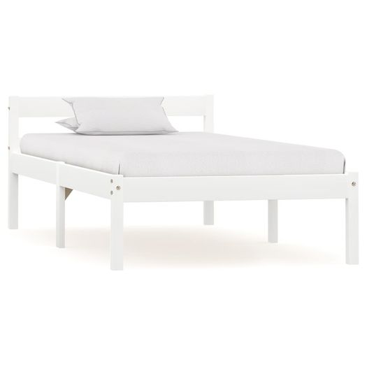 Bed Frame with 2 Drawers White Solid Pine Wood 90x200 cm