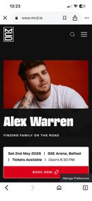2 x Alex Warren Tickets for sale
