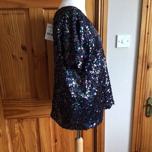 Next Ladies Festive Blue Sparkly Sequin Evening wear party Top Size 18 BNWTS Includes postage