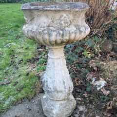 Vintage Concrete Garden Urn and Pedestal