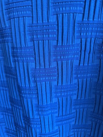 Vanilia knee length blue textured dress with long sleeves, size 38 (10-12)