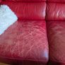 Red leather corner sofa Image 3