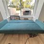 Light Teal Velvet 3 Seater Sofa Bed Image 3