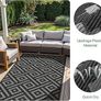 Outdoor Rug Garden Rugs Waterproof Reversible Recycled Outdoor Carpet Washable UV Resistant Modern Area Rugs for Patios, Picnic, Backyard, 240 by  300cm, Black & Grey Image 5