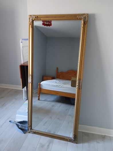 Large gold effect distressed effect mirror