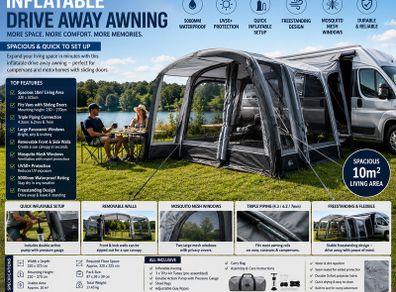 Inflatable Drive Away Campervan Awning 10m2 Living Space