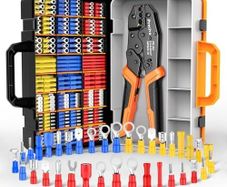 Insulated Wire Terminal Crimp Tool Kit,0.5-1.5/1.5-2.5/4-6mm (A.W.G.20-10) Preciva Ratchet Crimping Plier with 425PCS Connectors,Ratchet Crimp Plier Set with Portable Box