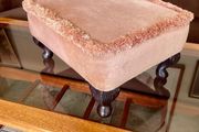 Vintage Low Square Dusty Pink Footstool 1980s Chic with Tassel Border