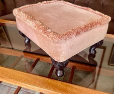 Vintage Low Square Dusty Pink Footstool 1980s Chic with Tassel Border
