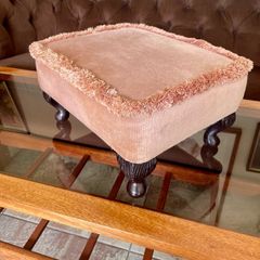 Vintage Low Square Dusty Pink Footstool 1980s Chic with Tassel Border