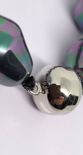 Peacock Color Shell Pearl Bracelet (Size - 8) in Rhodium Overlay Sterling Silver