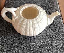 Belleek First Black Mark Teapot Coral Handle Pristine Base