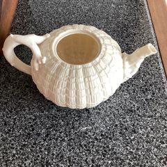 Belleek First Black Mark Teapot Coral Handle Pristine Base