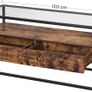 TV Stand for TVs up to 55 inches, TV Shelf, TV Stand, Lowboard, Glass Table, 2 Drawers, Living Room, Bedroom, Tempered Glass, Industrial Design, Vintage Brown/Black Image 5