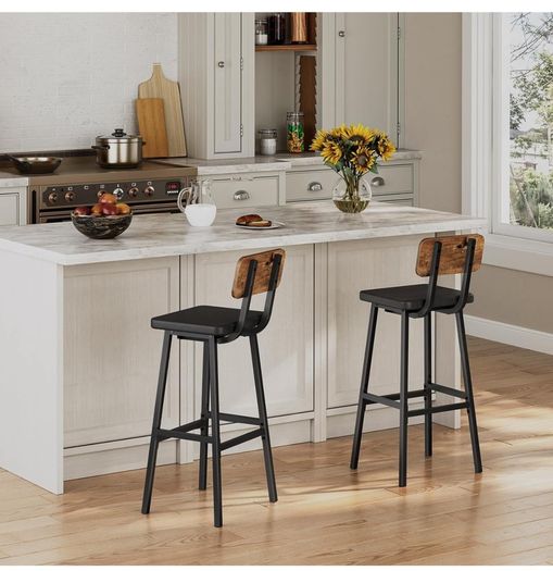 Bar Stools Set of 4, PU Upholstered