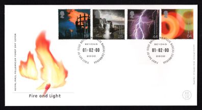 2000 Great Britain Millennium Projects 1st Series "Fire and Light" Commemorative Stamps Royal Mail Addressed First Day Cover (FDC)
