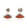 Vintage 925 Sterling Silver & Red Coral Stud Earrings Image 7