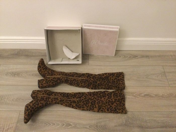 Boots Leopard Suedette Over The Knee size 5