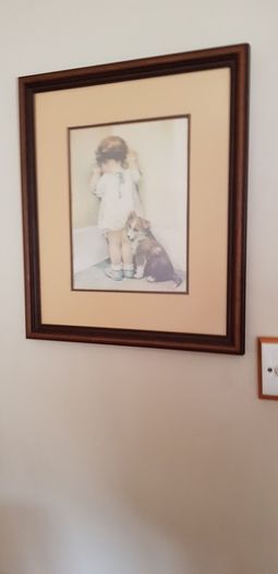 Bessie Pease Gutmann Vintage Print entitled GIRL and DOG - SHAME