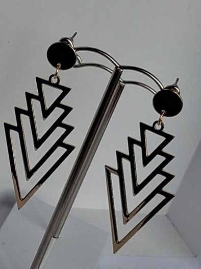 Gold Chevron Geo Hollow Out Earrings