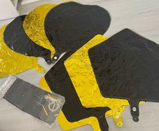 Black and gold party decoration foil balloons and garland