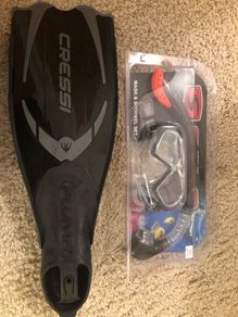Flippers, snorkel and mask