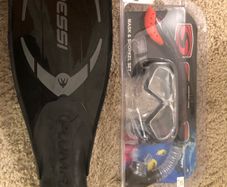 Flippers, snorkel and mask
